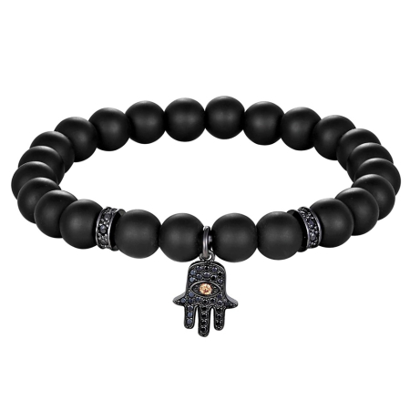 BRATARI PIETRE NATURALE - Bratara Brooks Black Agate Lady Hamsa