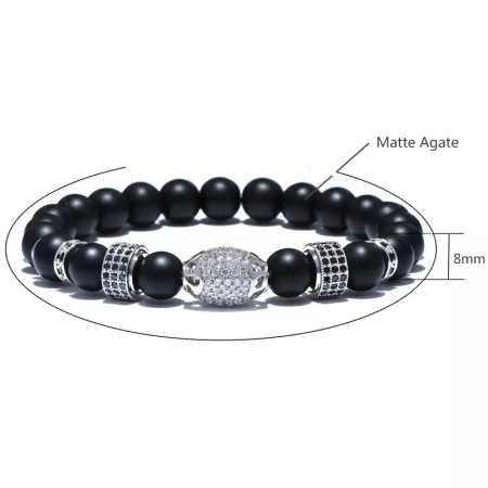 BRATARI PIETRE NATURALE - Bratara Brooks Black Agate Zircon Baloon