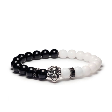BRATARI PIETRE NATURALE - Bratara Brooks Black And White Lion