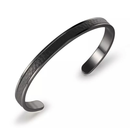 BRATARI SEMICERC - Bratara Brooks Black Bangle Leather