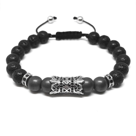 BRATARI PIETRE NATURALE - Bratara Brooks Black Beads Atromitos
