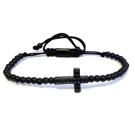 BRATARI LUXURY - Bratara Brooks Black Beads Cross