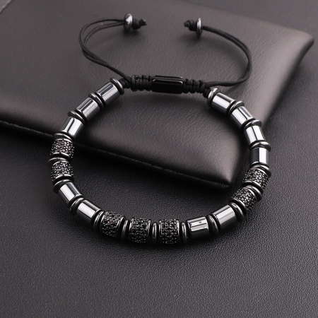 Bratara Brooks Black Hematit Zircon Cilinder [0]