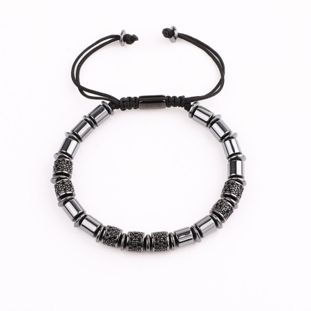 Bratara Brooks Black Hematit Zircon Cilinder [2]