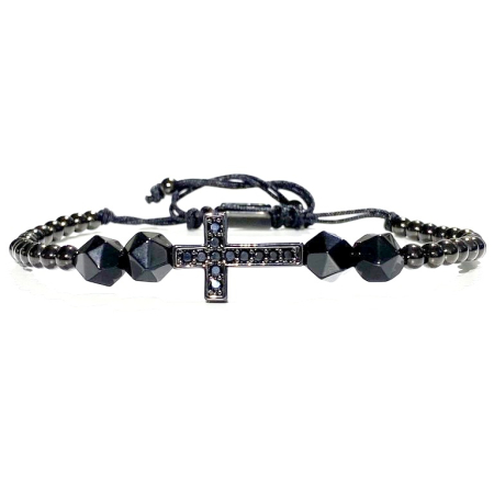BRATARI LUXURY - Bratara Brooks Black Onix Cross