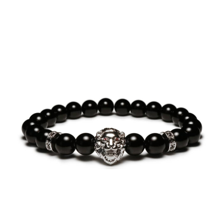 BRATARI PIETRE NATURALE - Bratara Brooks Black Onix Lion GOLD