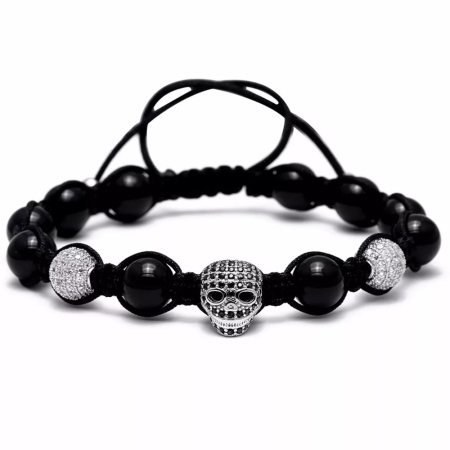 BRATARI PIETRE NATURALE - Bratara Brooks Black Skull Onix