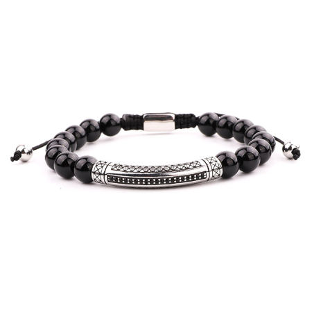 BRATARI PIETRE NATURALE - Bratara Brooks Black Stones Tube