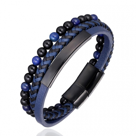 BRATARI PIELE - Bratara Brooks BlackBlue Beads