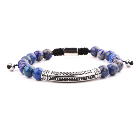 BRATARI PIETRE NATURALE - Bratara Brooks Blue Stone Steel Tube
