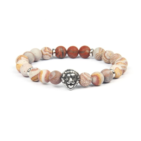 BRATARI PIETRE NATURALE - Bratara Brooks Brown Agate Lion