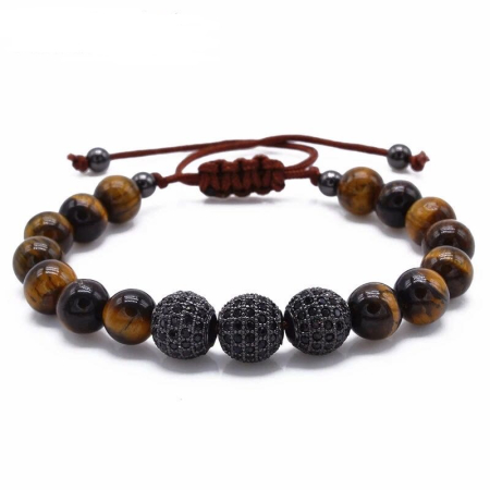 PROMOTII - Bratara Brooks Brown Tiger Eye Stone Zircon