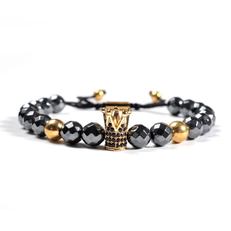 BRATARI PIETRE NATURALE - Bratara Brooks Crown Hematit Beads