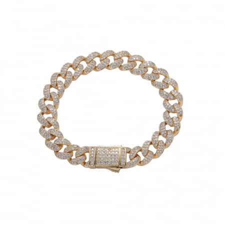 BRATARI METALICE - Bratara Brooks Cuban Gold Diamonds 8 mm