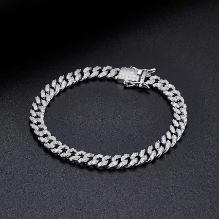 Bratara Brooks Cuban Silver Diamonds 8 mm [1]