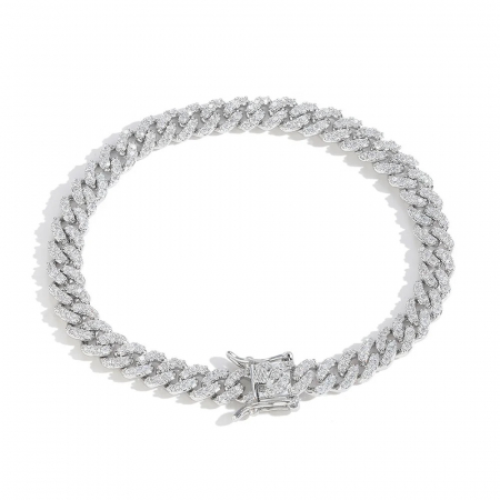 LANTURI CUBAN - Bratara Brooks Cuban Silver Diamonds 8 mm