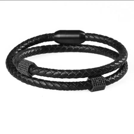 BRATARI PIELE - Bratara Brooks Double Layer Hexagon Charm 19 CM