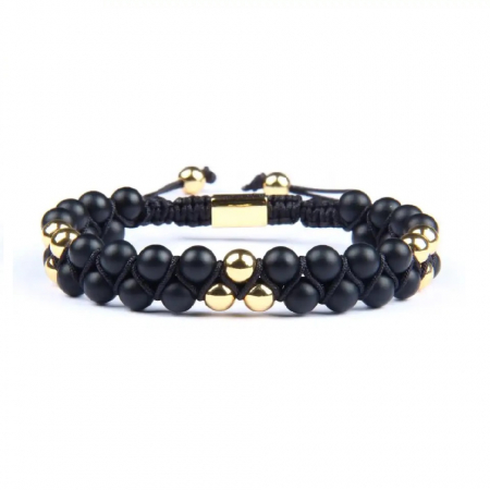 BRATARI PIETRE NATURALE - Bratara Brooks Double Row Beads Agate