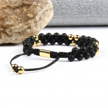 Bratara Brooks Double Row Beads Agate [2]