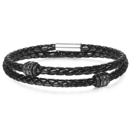 BRATARI PIELE - Bratara Brooks Double Strap Black Zirconium 19 CM