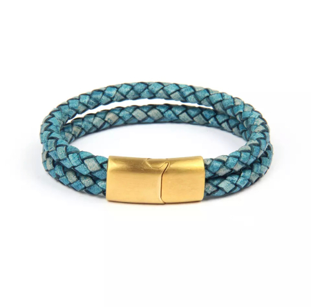 BRATARI PIELE - Bratara Brooks Double Vintage Blue Leather