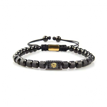 BRATARI LUXURY - Bratara Brooks Full Black Gold Lion