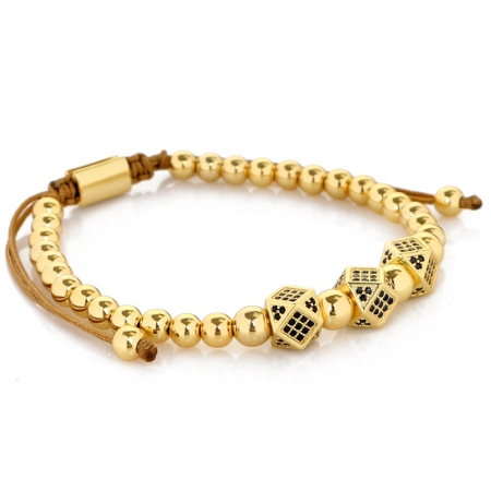 BRATARI LUXURY - Bratara Brooks Gold Charms Brown Cord