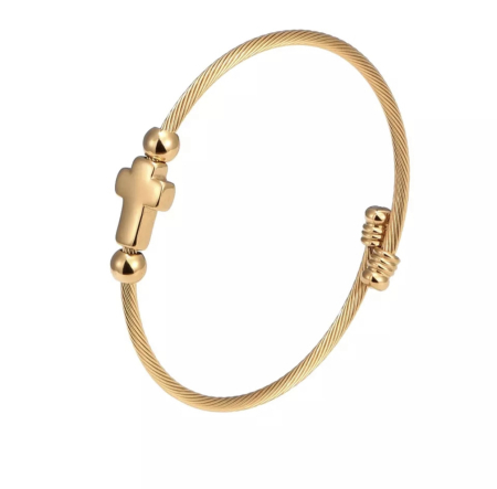 BRATARI METALICE - Bratara Brooks Gold Cross Bangle