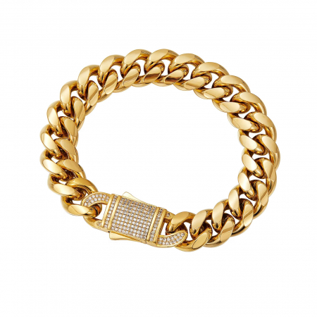 LANTURI CUBAN - Bratara Brooks Gold Cuban Design 20 CM