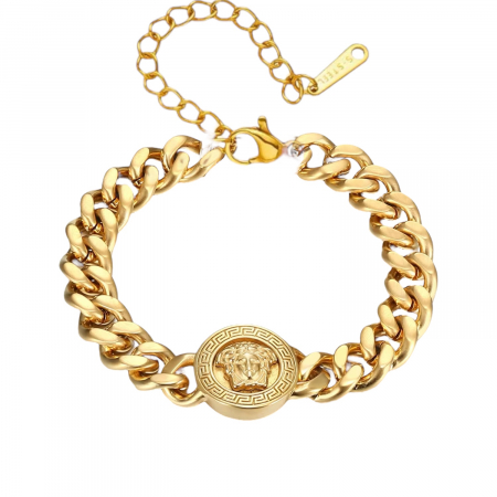 BRATARI METALICE - Bratara Brooks Gold Cuban Medusa