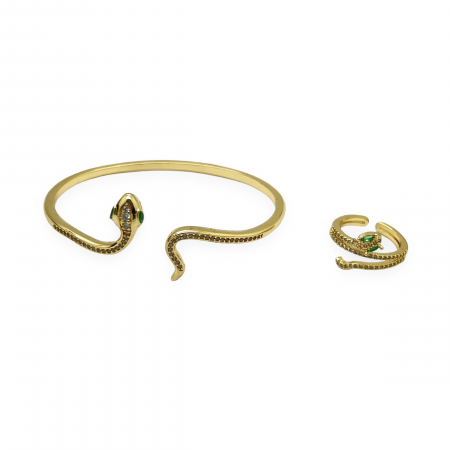 BRATARI PIETRE NATURALE - Set Bratara-Inel Gold Gatopardo Woman