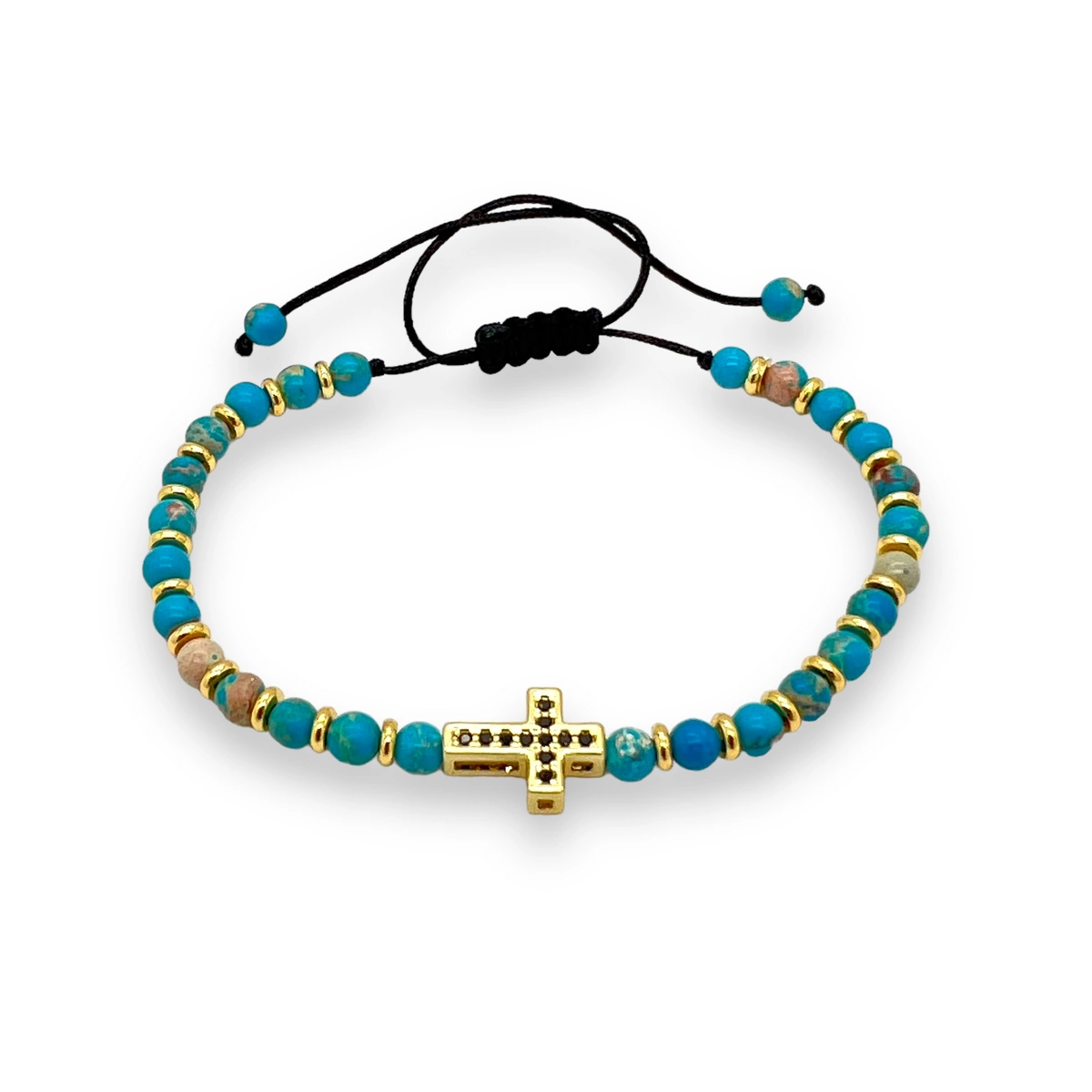 BRATARI PIETRE NATURALE - Bratara Brooks Gold Green Cross