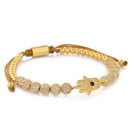 BRATARI CRISTALE - Bratara Brooks Gold Luxury Hamsa Fatima