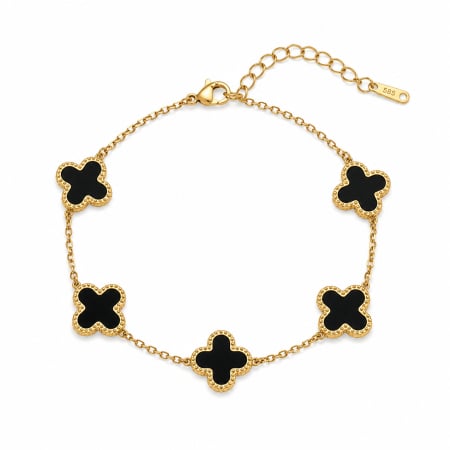 BRATARI LUXURY - Bratara Brooks GoldBlack Alhambra  Men