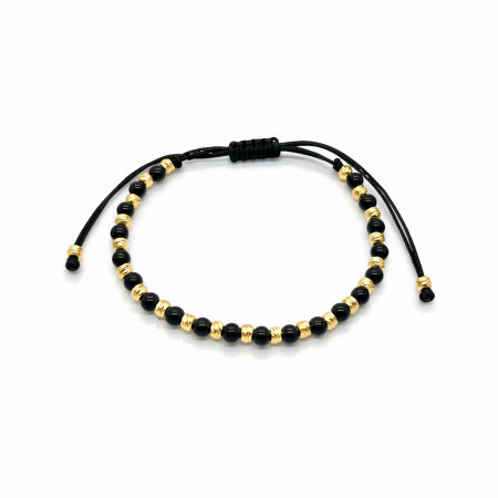 BRATARI BARBATI - Bratara Brooks GoldBlack Beads