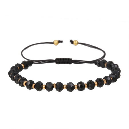 BRATARI PIETRE NATURALE - Bratara Brooks GoldBlack Beads Facette