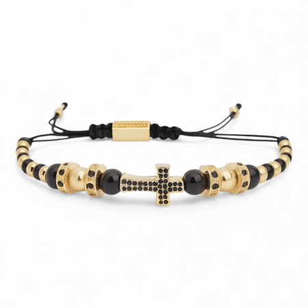 BRATARI LUXURY - Bratara Brooks GoldBlack Cross