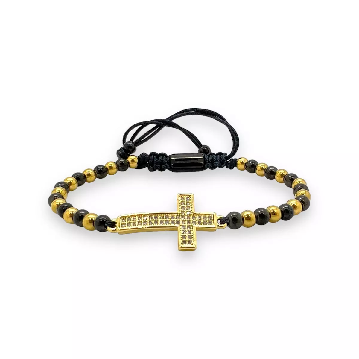 BRATARI LUXURY - Bratara Brooks GoldBlack Cross Manaris