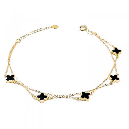 BRATARI CRISTALE - Bratara Duble GoldBlack Flower