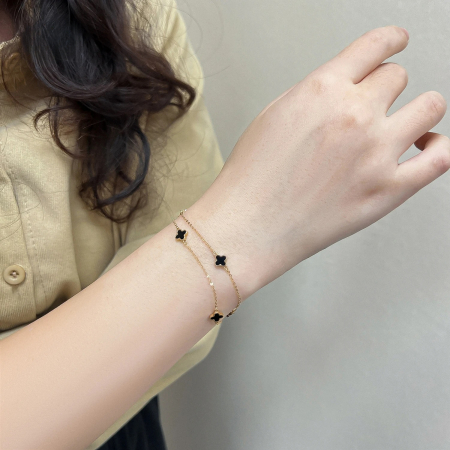 Bratara Duble GoldBlack Flower [1]