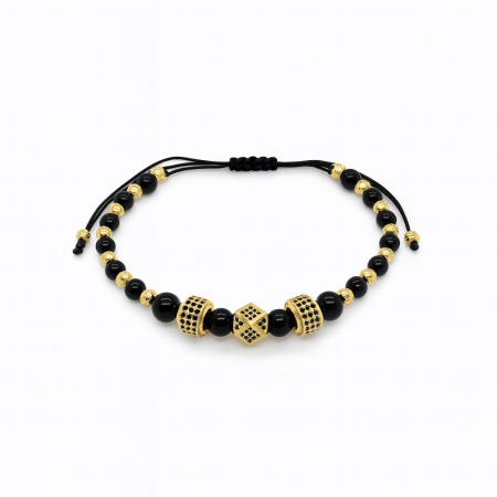 BRATARI BARBATI - Bratara Brooks GoldBlack Hexagon