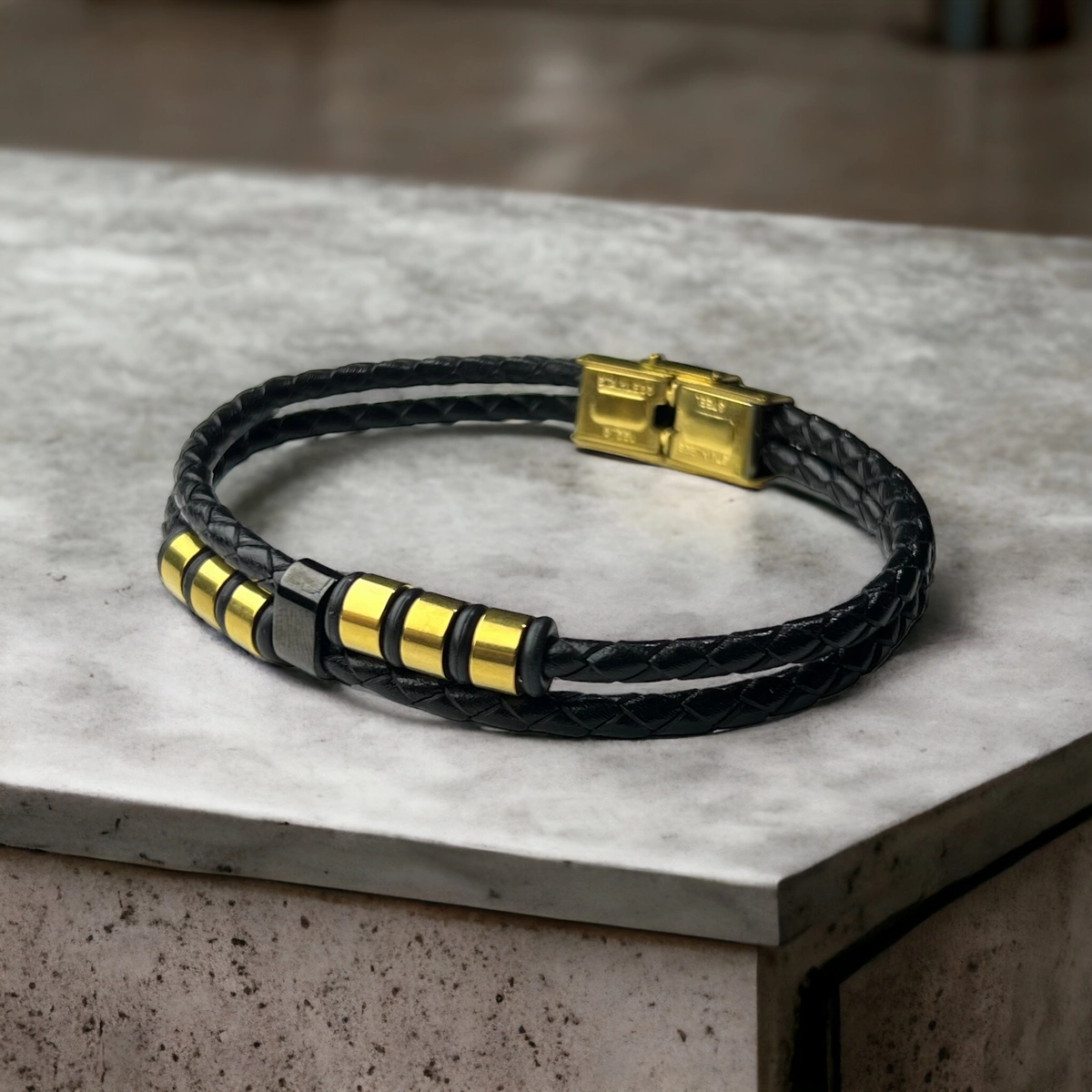 Bratara Brooks GoldBlack Leather [1]