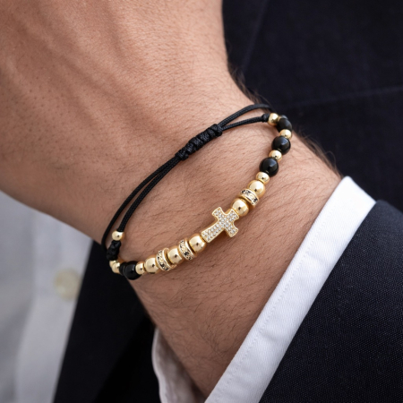 Bratara Brooks GoldBlack Luxury Cross [1]