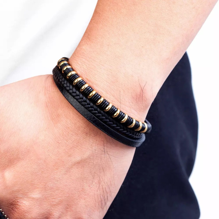 Bratara Brooks GoldBlack Rings [1]