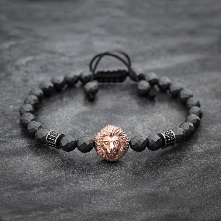 BRATARI PIETRE NATURALE - Bratara Brooks Gray Agate Lion Charm