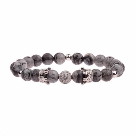 BRATARI PIETRE NATURALE - Bratara Brooks Gray Agate Zircon Crowns