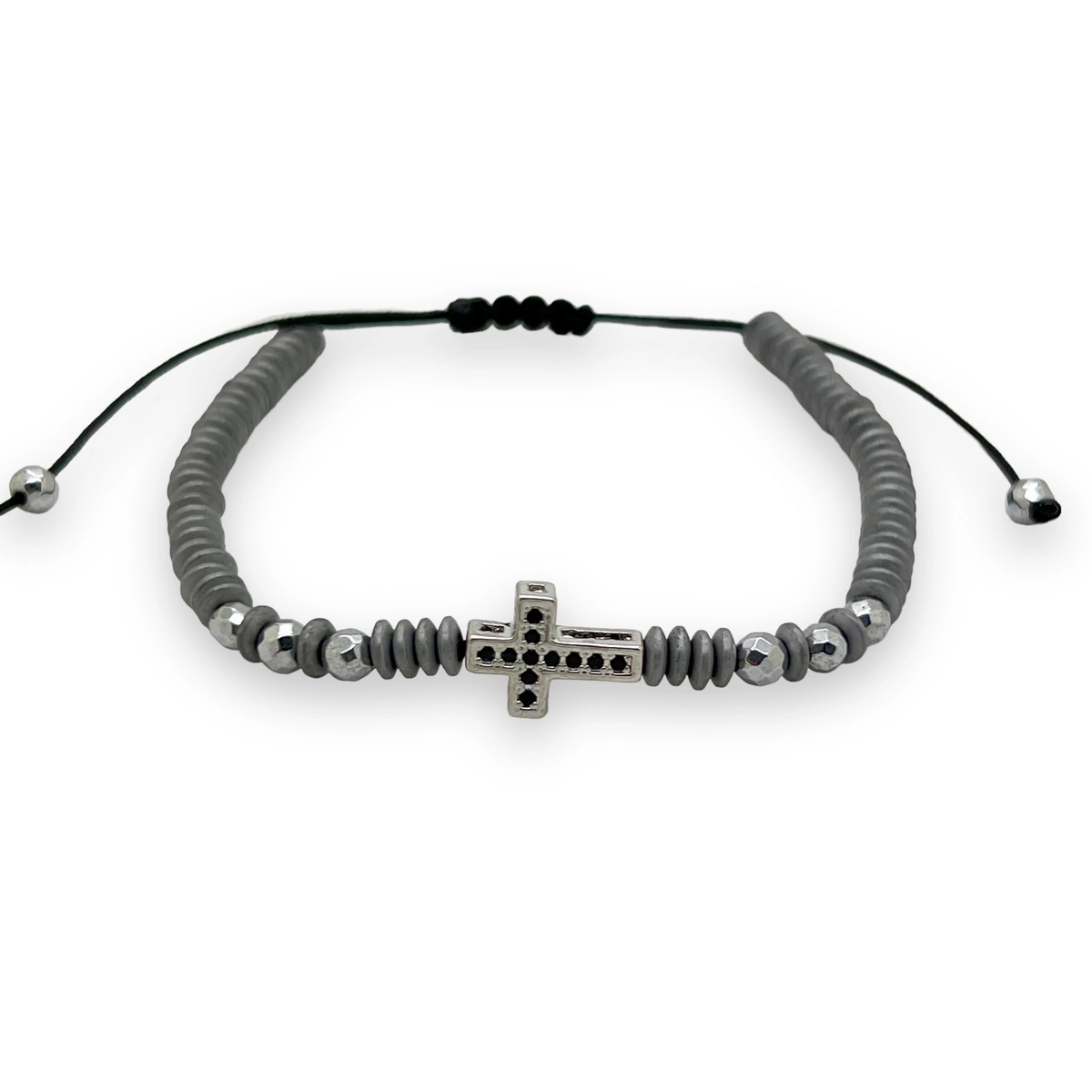 BRATARI PIETRE NATURALE - Bratara Brooks Gray Cross Silver