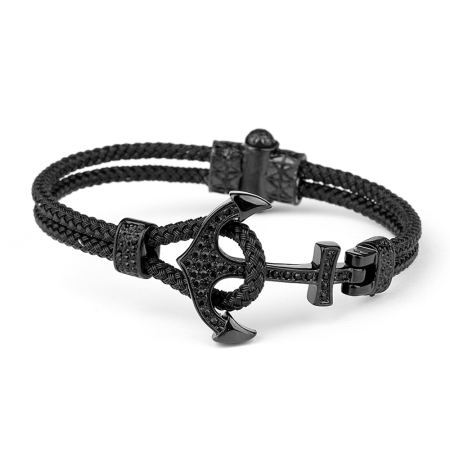 BRATARI LUXURY - Bratara Brooks Black Nautical Anchor