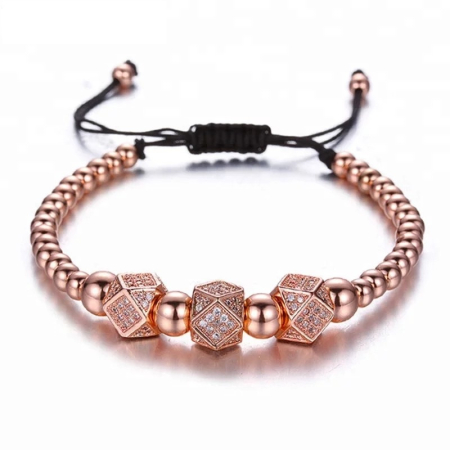 BRATARI CRISTALE - Bratara Brooks Hexagons Zircon Charms ROSE