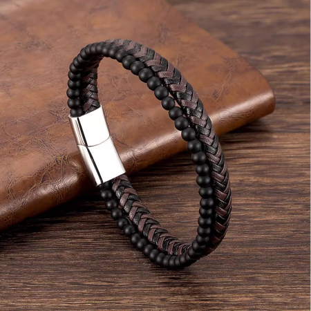 Bratara Brooks Knitted Brown Leather [1]